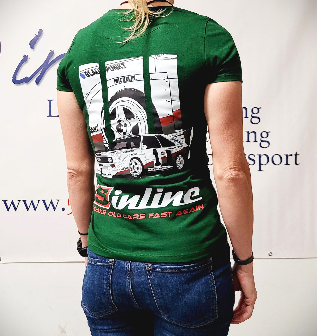WOMEN'S WEAR T-Shirt 5inline Motorsport Kelly Green "MAKE OLD CARS FAST AGAIN"