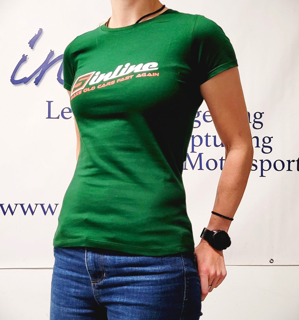 WOMEN'S WEAR T-Shirt 5inline Motorsport Kelly Green "MAKE OLD CARS FAST AGAIN"