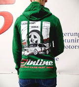 WOMEN'S WEAR Hoodie 5inline Motorsport Bottle-Green"MAKE OLD CARS FAST AGAIN"