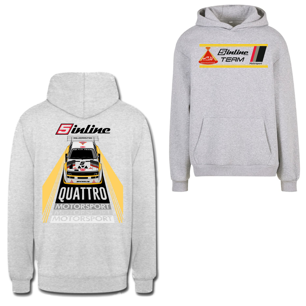 MEN's WEAR Hoodie 5inline Motorsport grau "Racing Design Retro"