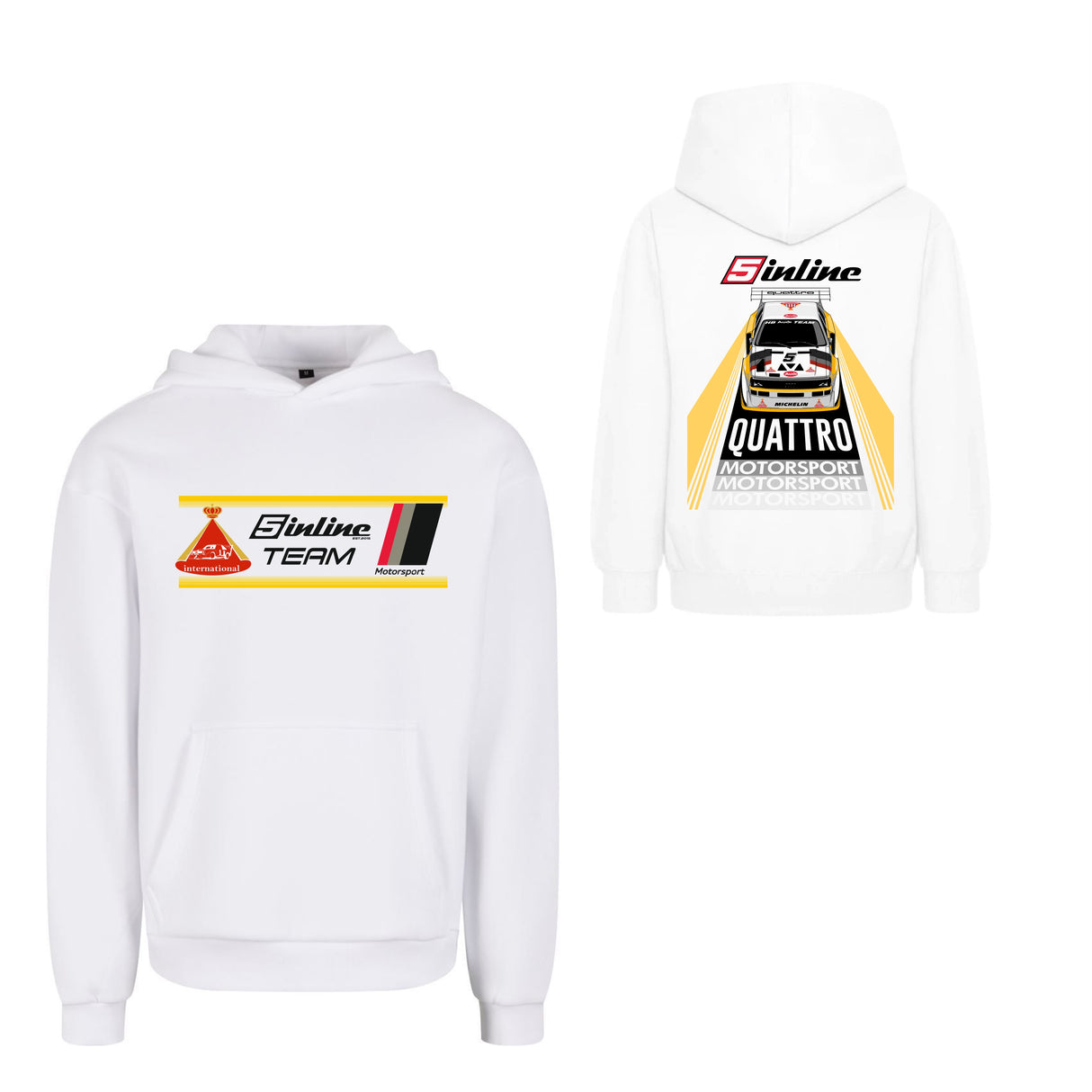 MEN's WEAR Hoodie 5inline Motorsport weiss "Racing Design Retro"