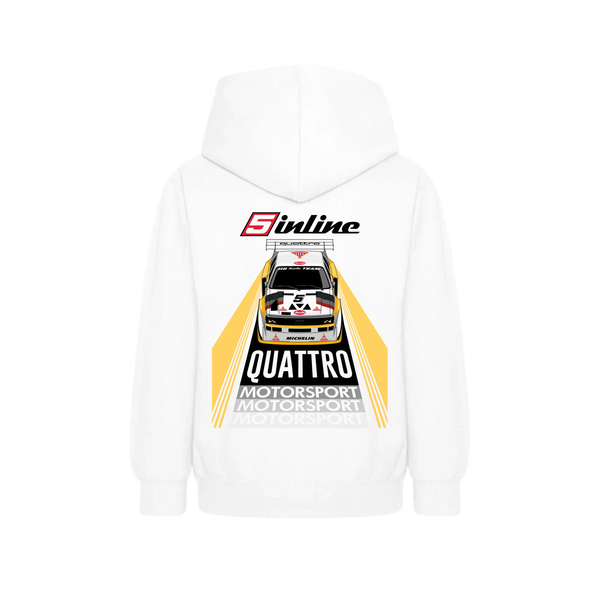 MEN's WEAR Hoodie 5inline Motorsport weiss "Racing Design Retro"