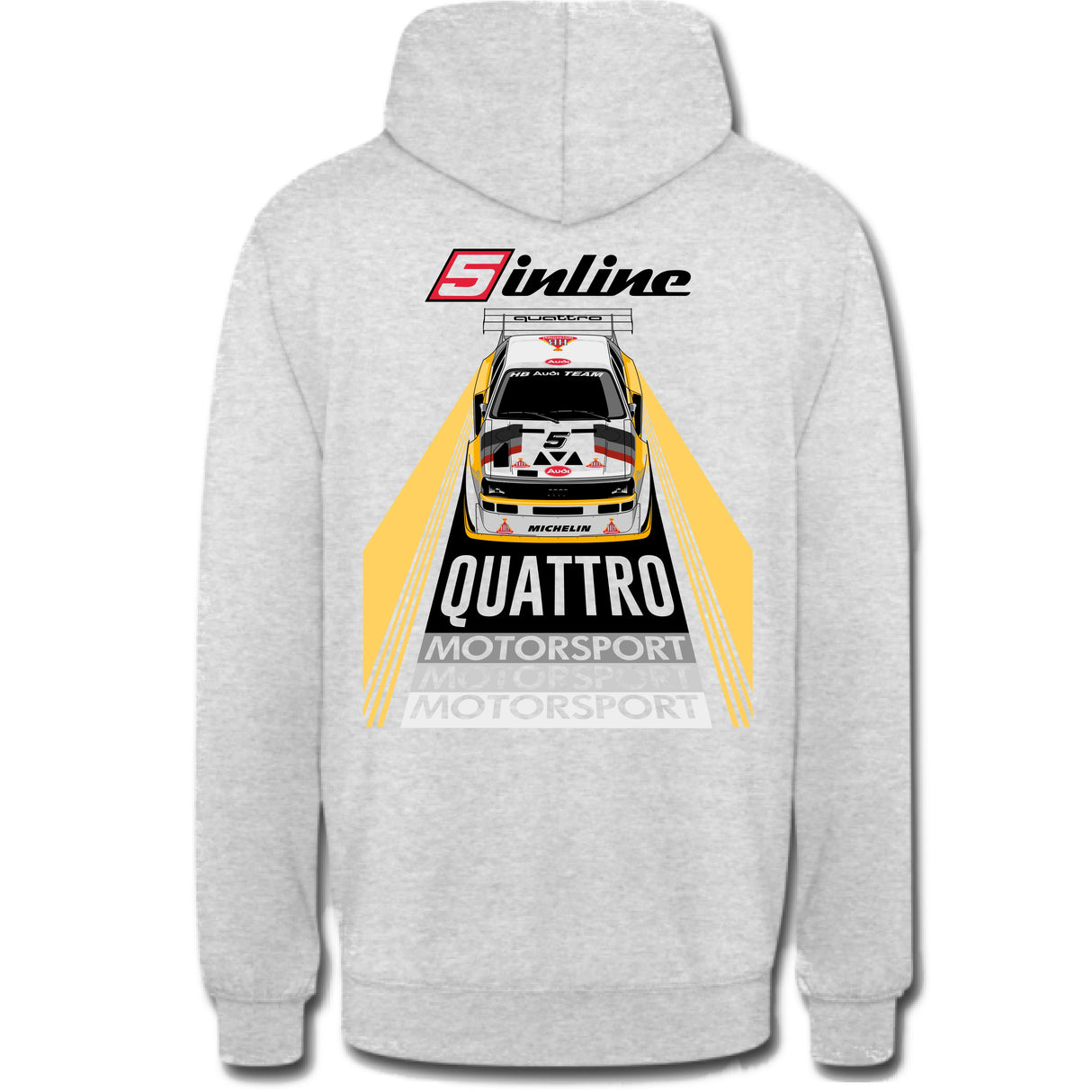 MEN's WEAR Hoodie 5inline Motorsport grau "Racing Design Retro"