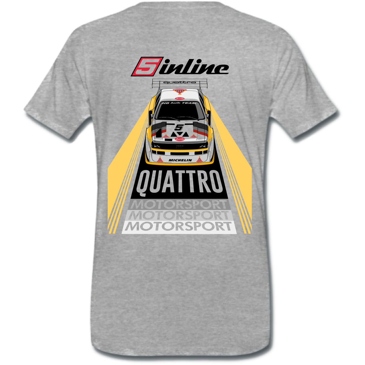 MEN'S WEAR T- Shirt 5inline Motorsport Grau "Racing Design Retro"