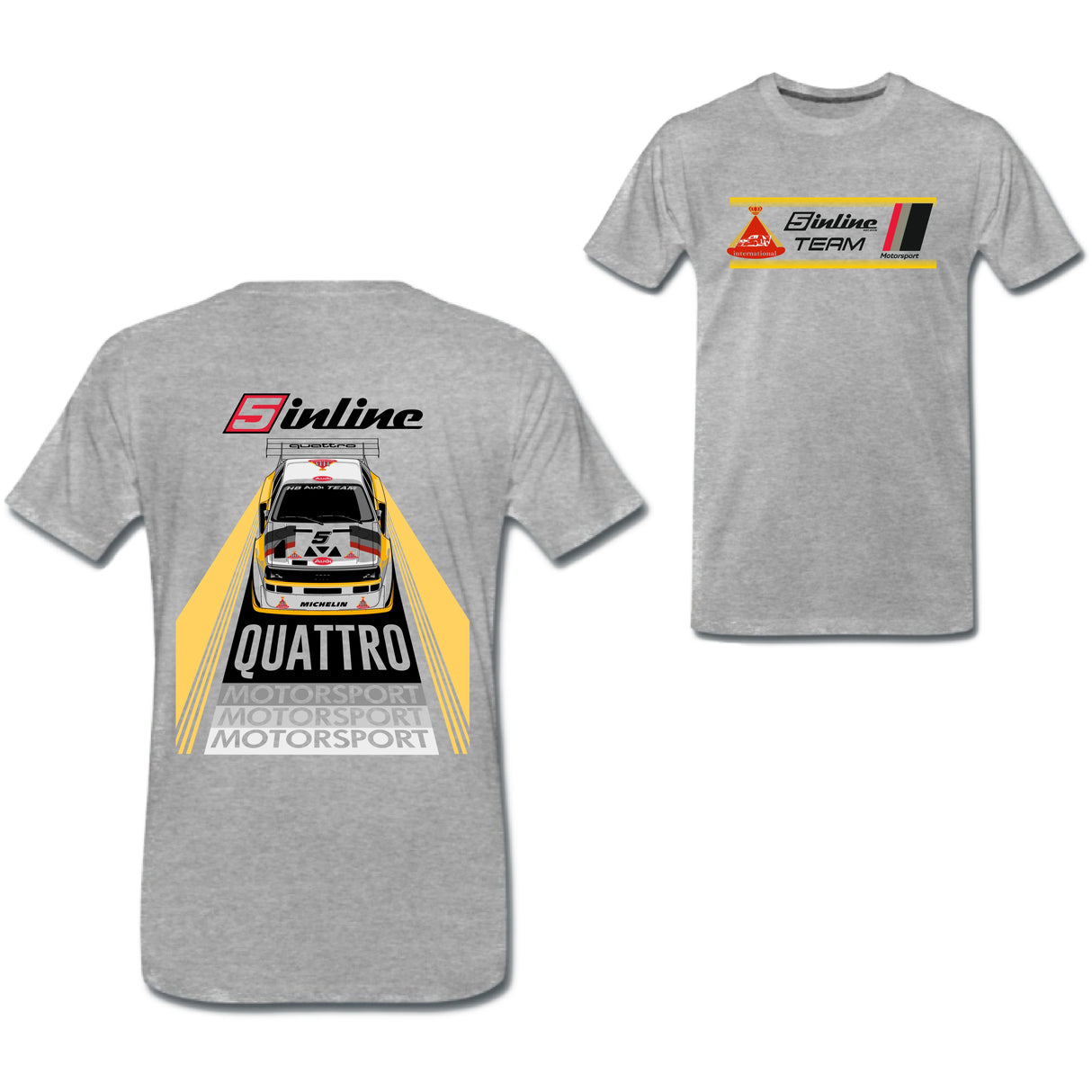 MEN'S WEAR T- Shirt 5inline Motorsport Grau "Racing Design Retro"