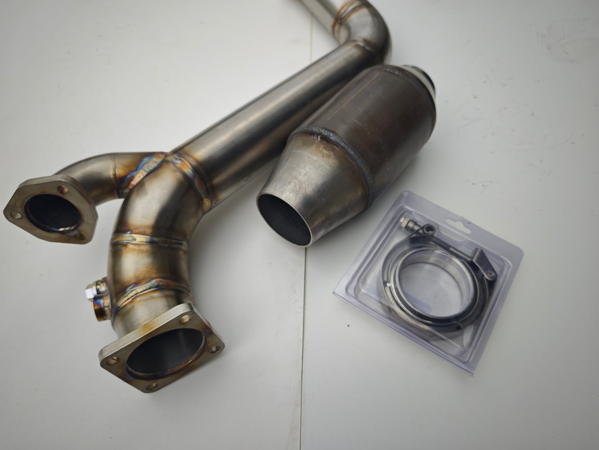 Hosenrohr / Downpipe 3" für Audi S2 / RS2 / S4 / S6 / 200 20V (Serienkrümmer / RS2 Krümmer) inkl. HJS Motorsportkatalysator WIG geschweißt inkl. gültiger Papiere zur Eintragung beim TÜV