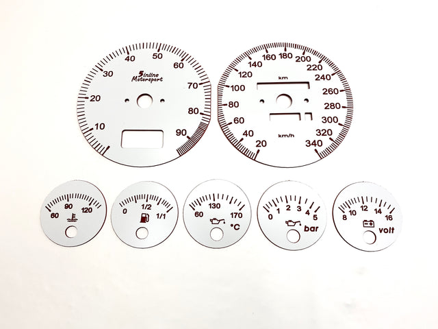 Tachoscheiben Audi RS2 / S2 / S4 / S6 / 200 20V 300/320Km/h 8000-9500Rpm 5inline Motorsport