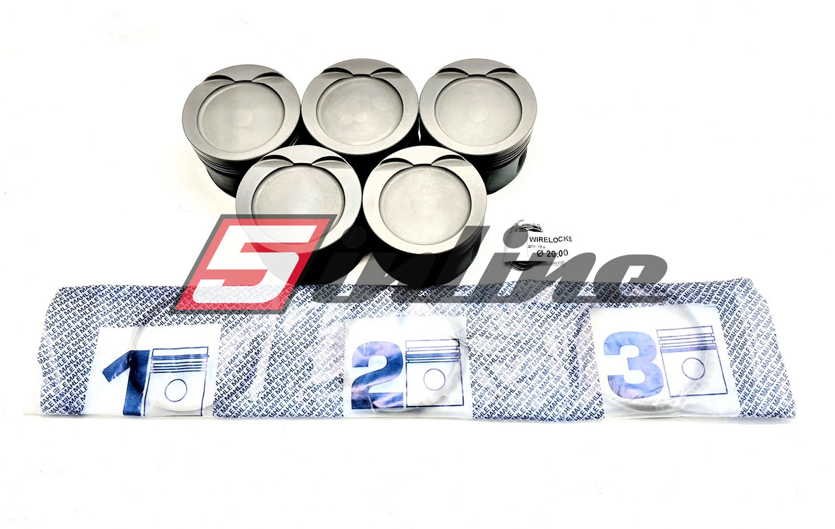 KIT Motorsport Kolben 5inline 81.5/ 82/ 82.5/ 83mm + Motorsport H-Schaft Pleuel 144 / 22mm 8,5:1 verdichtet für Serienblock + 92,8mm Kurbelwelle